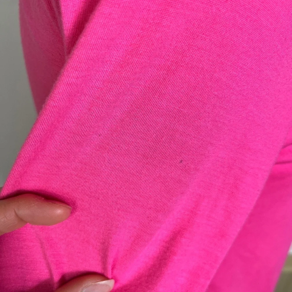 Vintage Hollister Hot Pink 3/4 Sleeve Henley Polo Top Size Small Y2K Preppy